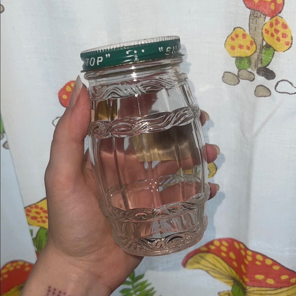 Vintage Glass Jar with Green Lid
